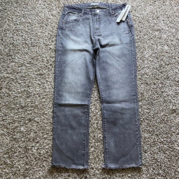 Juicy Couture Venice Straight Jean Women's 14W Gray Marble Wash Denim Fringe Hem - Picture 4 of 12